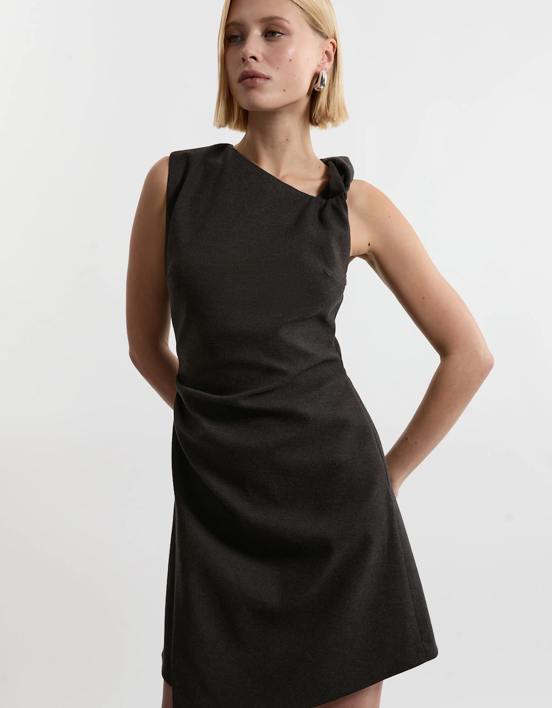 Flannel Asymmetrical Tailored Wrap Mini Dress, 2 of 1
