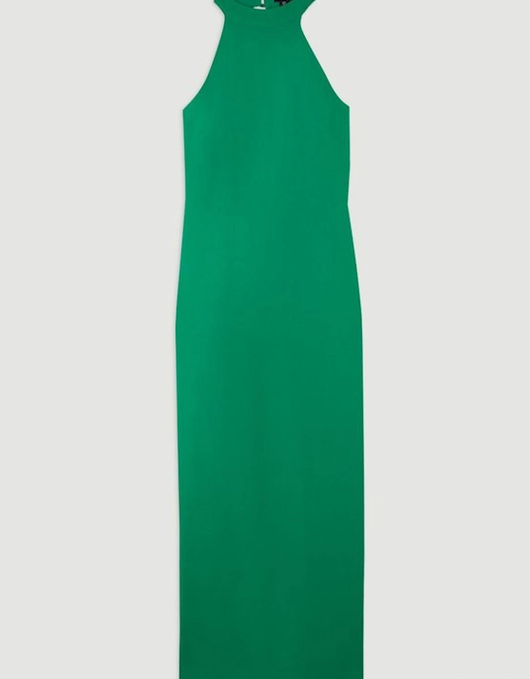 Fluid Tailored Halterneck Open Back Maxi Dress