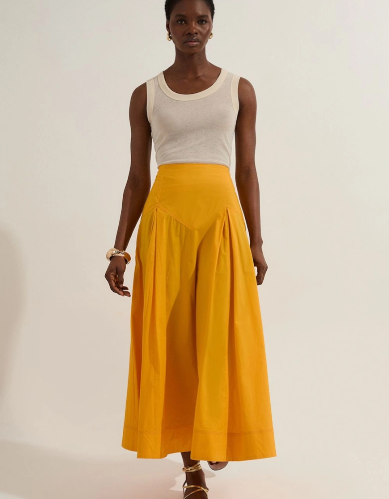 Cotton Woven Prom Skirt With Dropped Waist Detail