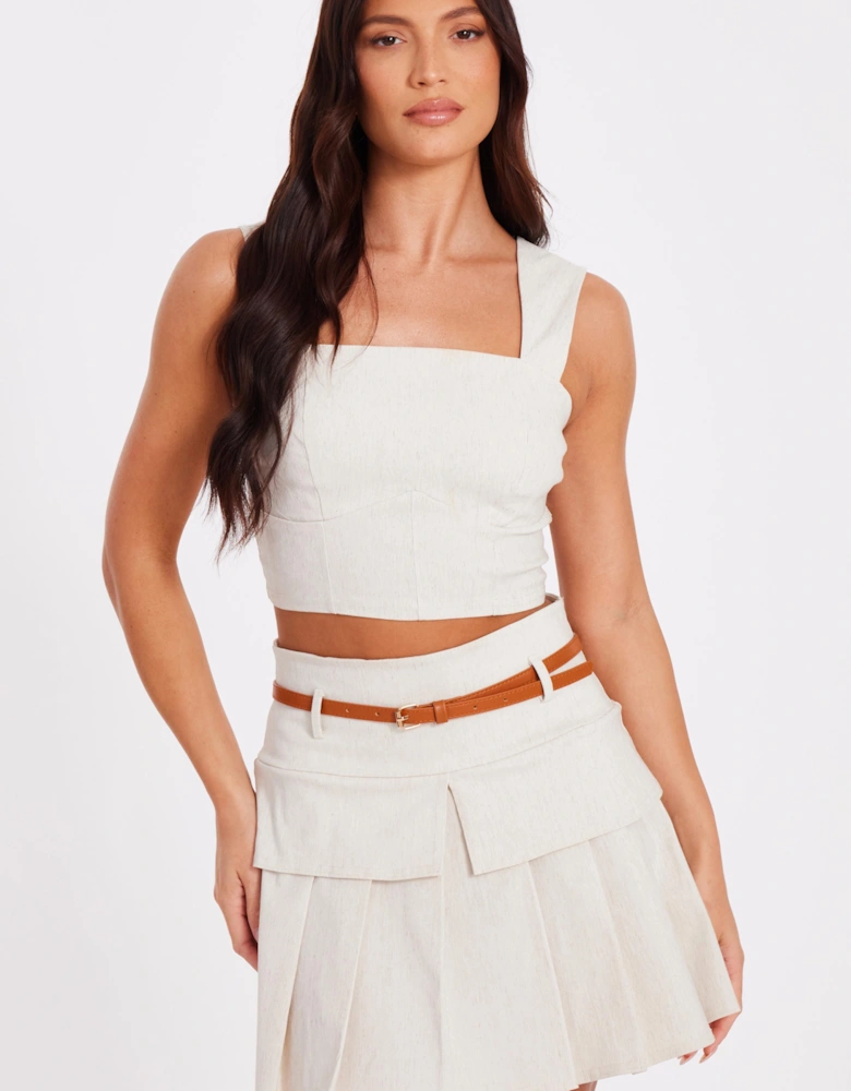 Stone Linen Crop Top