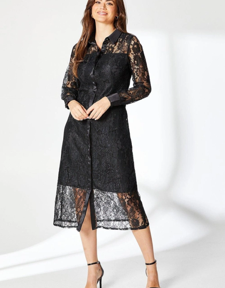 Black Lace Shirt Dress