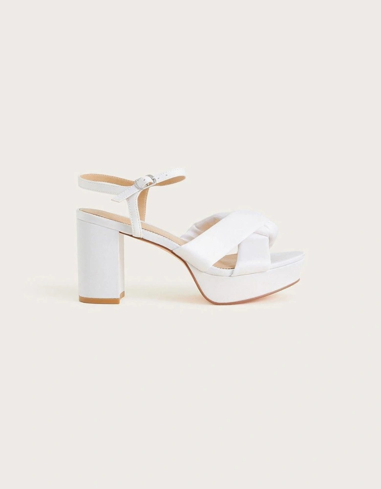 Satin Knot Platform Heeled Sandals