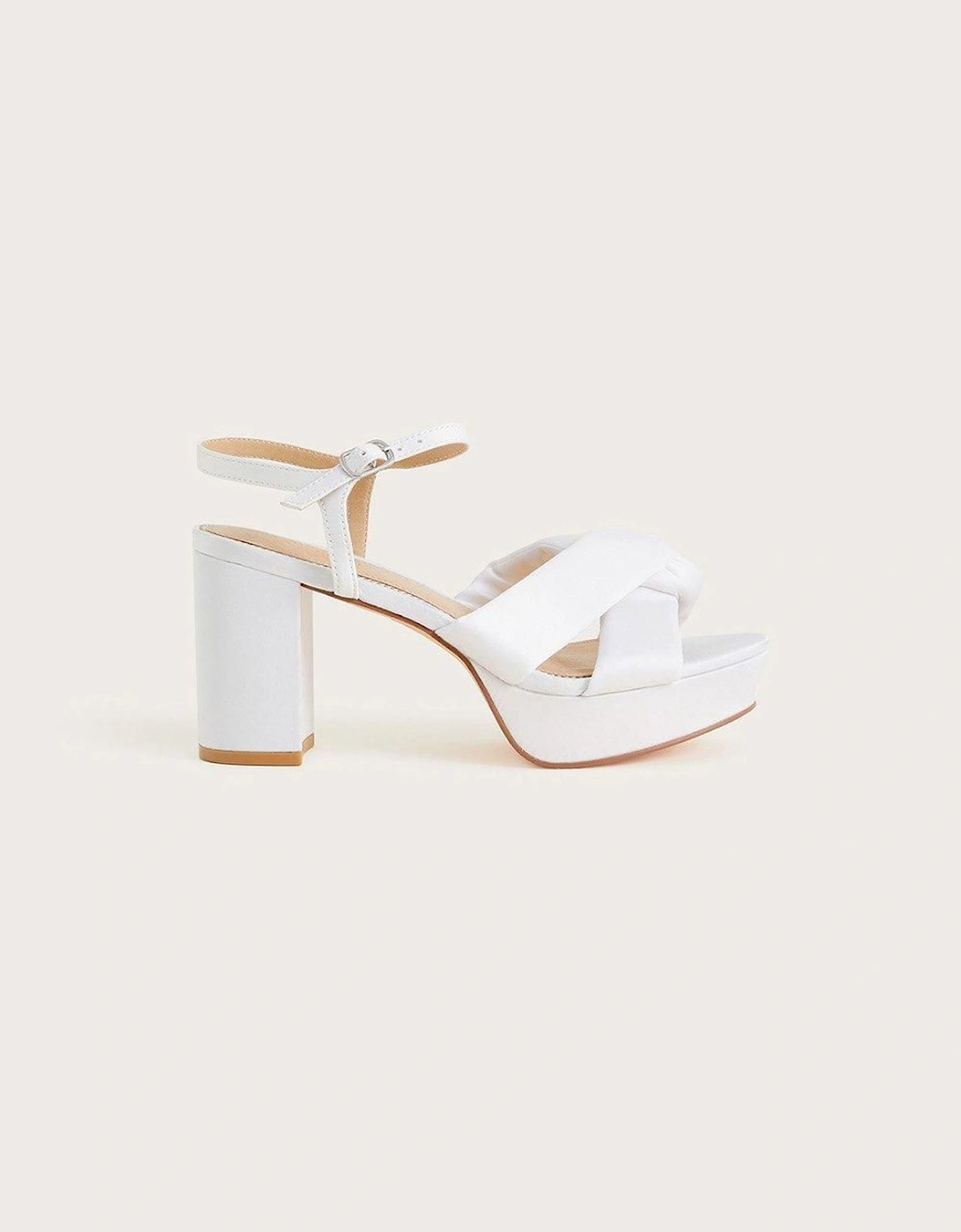 Satin Knot Platform Heeled Sandals, 2 of 1