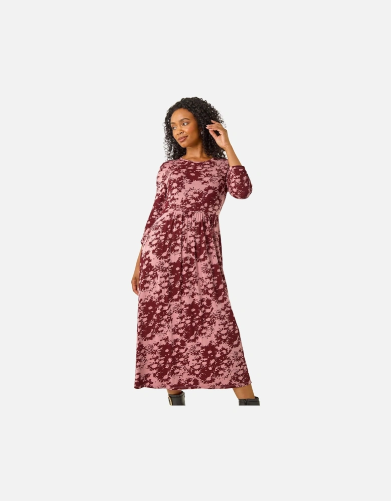 Petite Floral Abstract Stretch Midi Dress