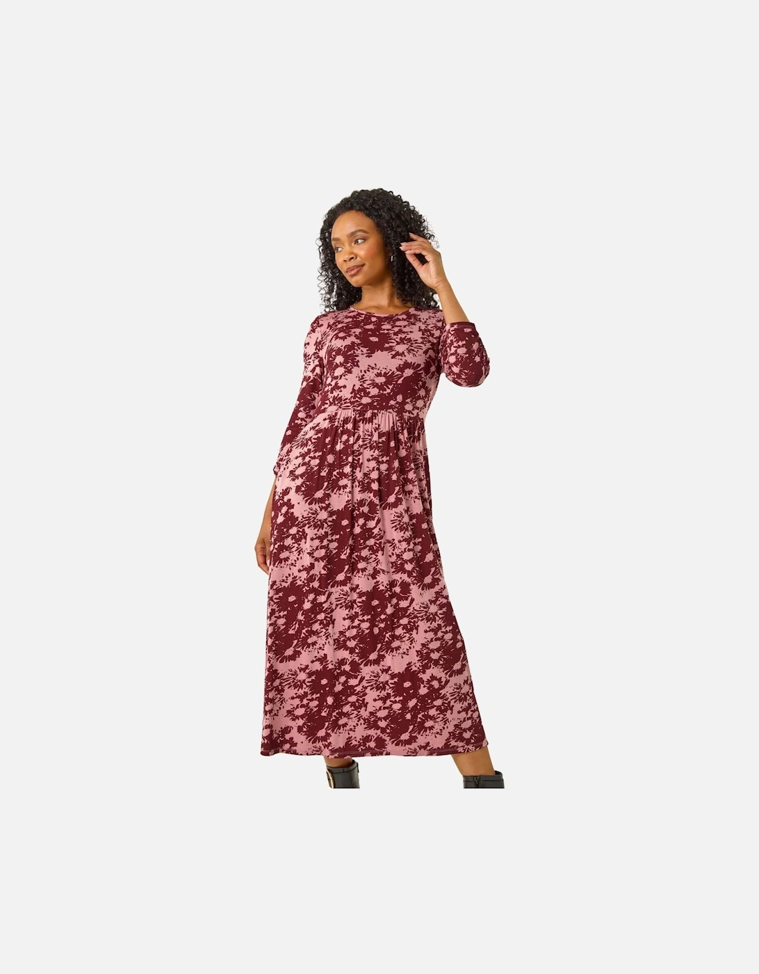 Petite Floral Abstract Stretch Midi Dress, 2 of 1