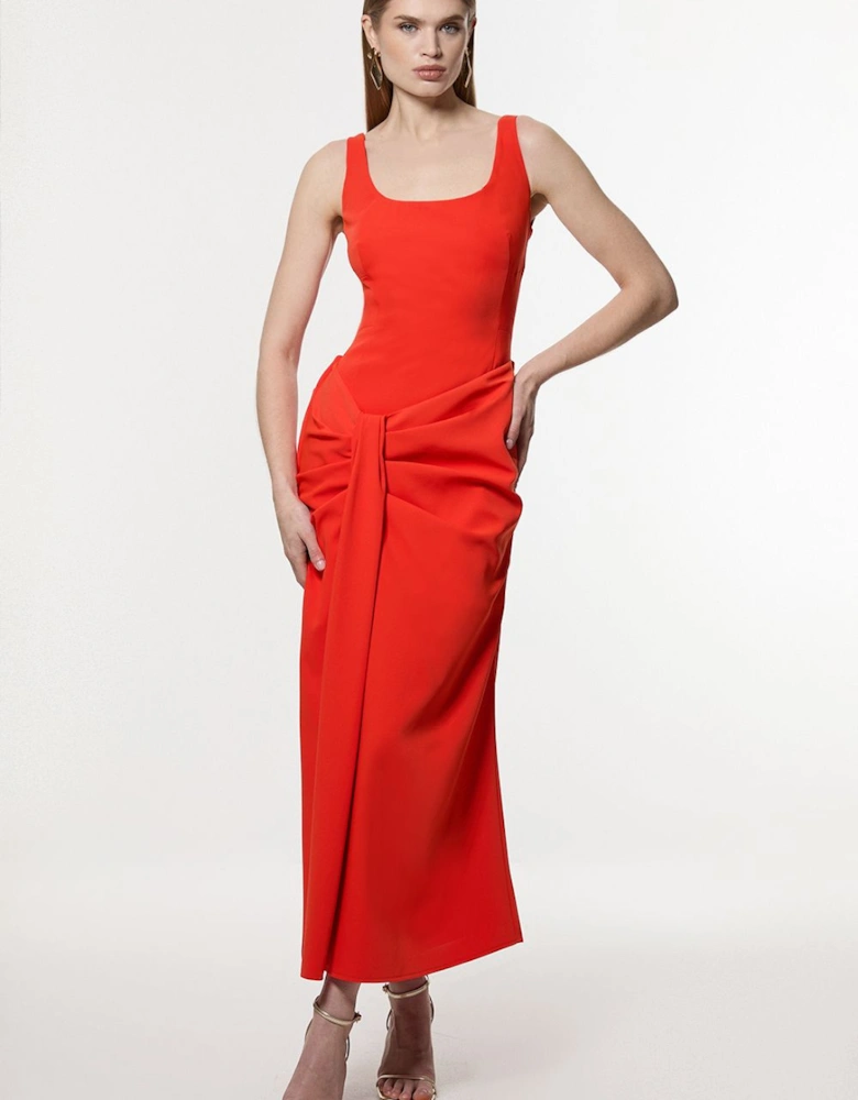 Soft Tailored Waist Drape Corset Maxi Dress