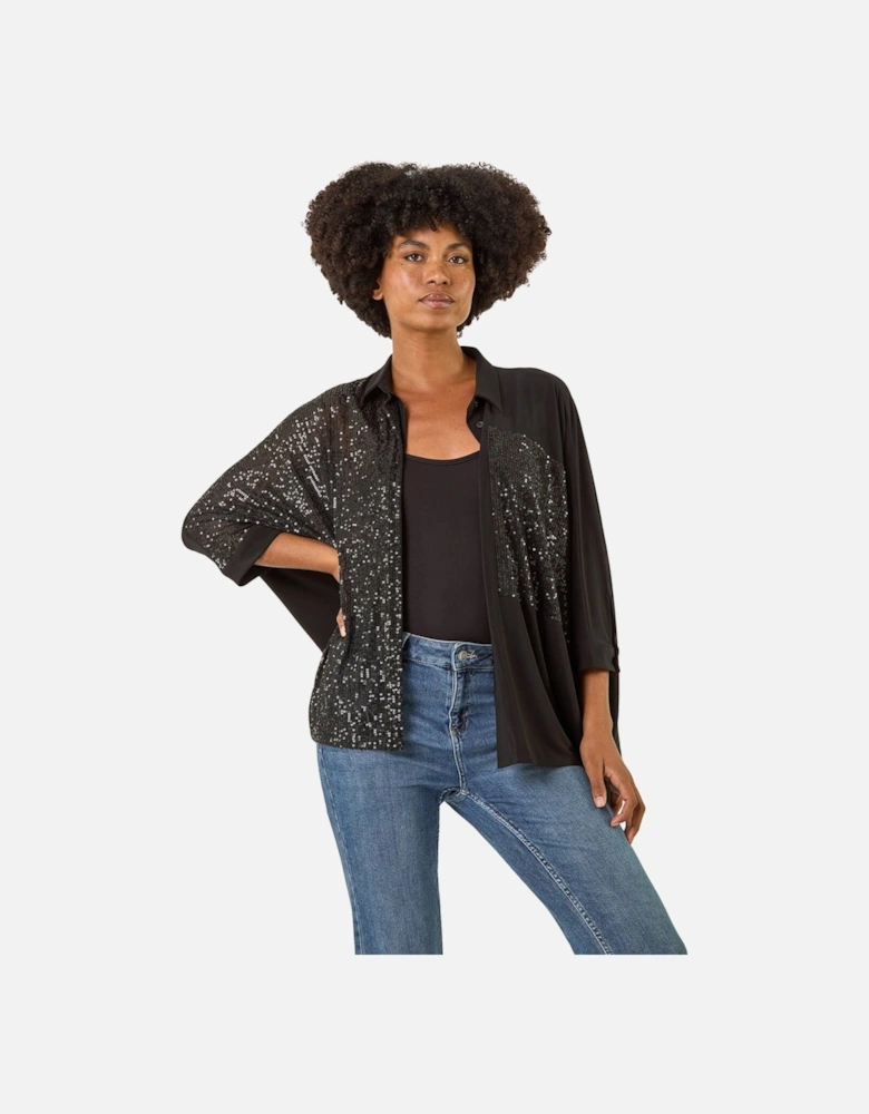 Sequin Buttoned Blouse