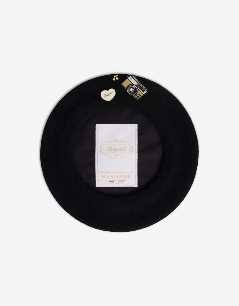 Girls Wool Tekla Beret in Black