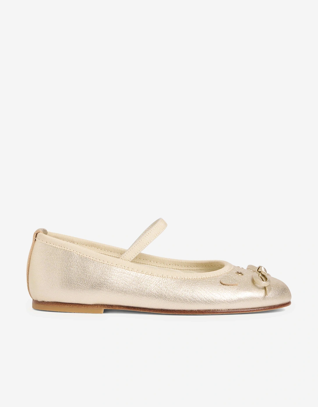 Girls Leather Joie Ballerinas in Gold, 5 of 4