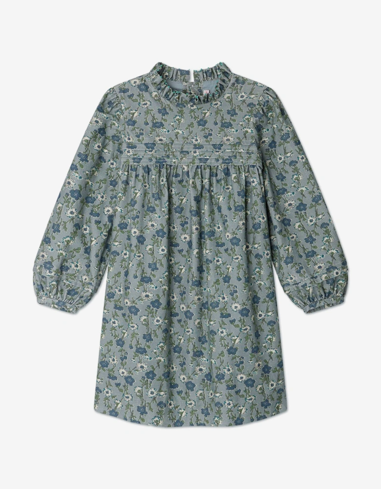 Girls Floral Topaz Dress in Green