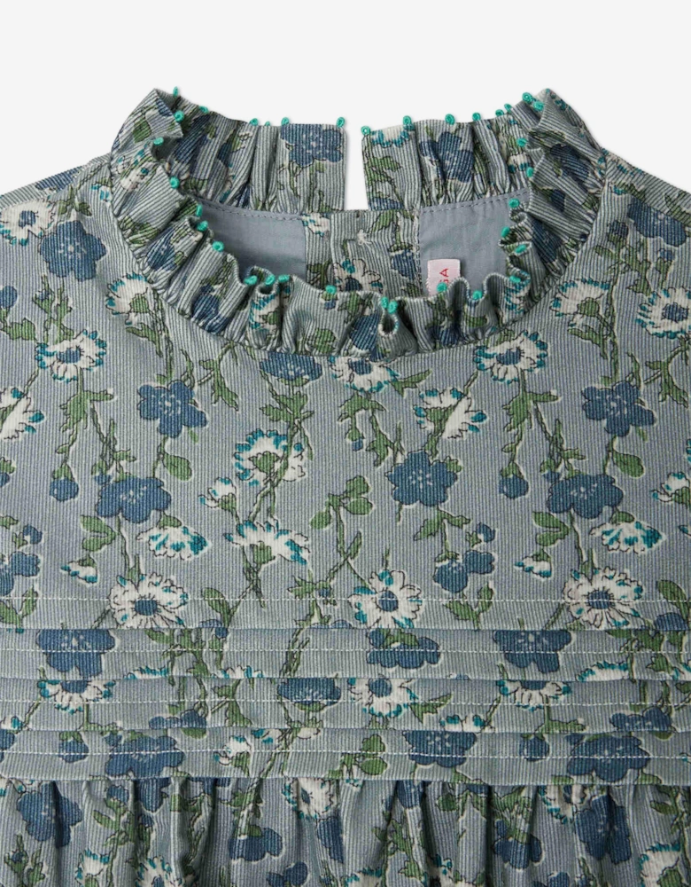 Girls Floral Topaz Dress in Green