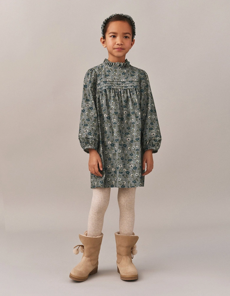 Girls Floral Topaz Dress in Green