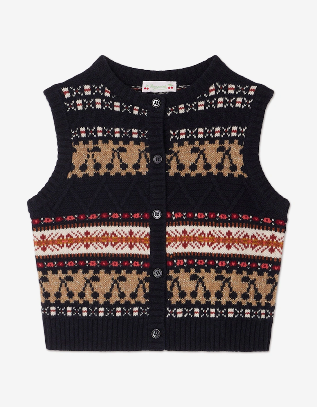 Girls Janou Wool Knit Vest in Navy, 5 of 4