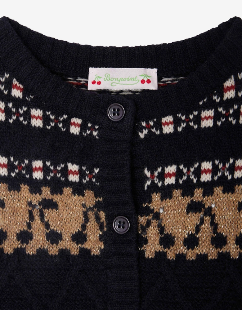Girls Janou Wool Knit Vest in Navy