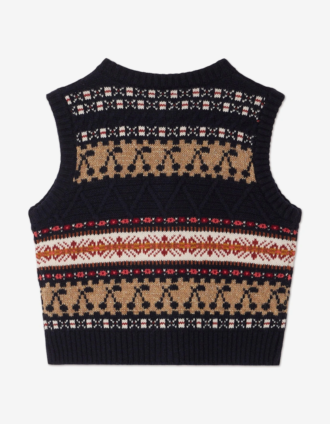Girls Janou Wool Knit Vest in Navy