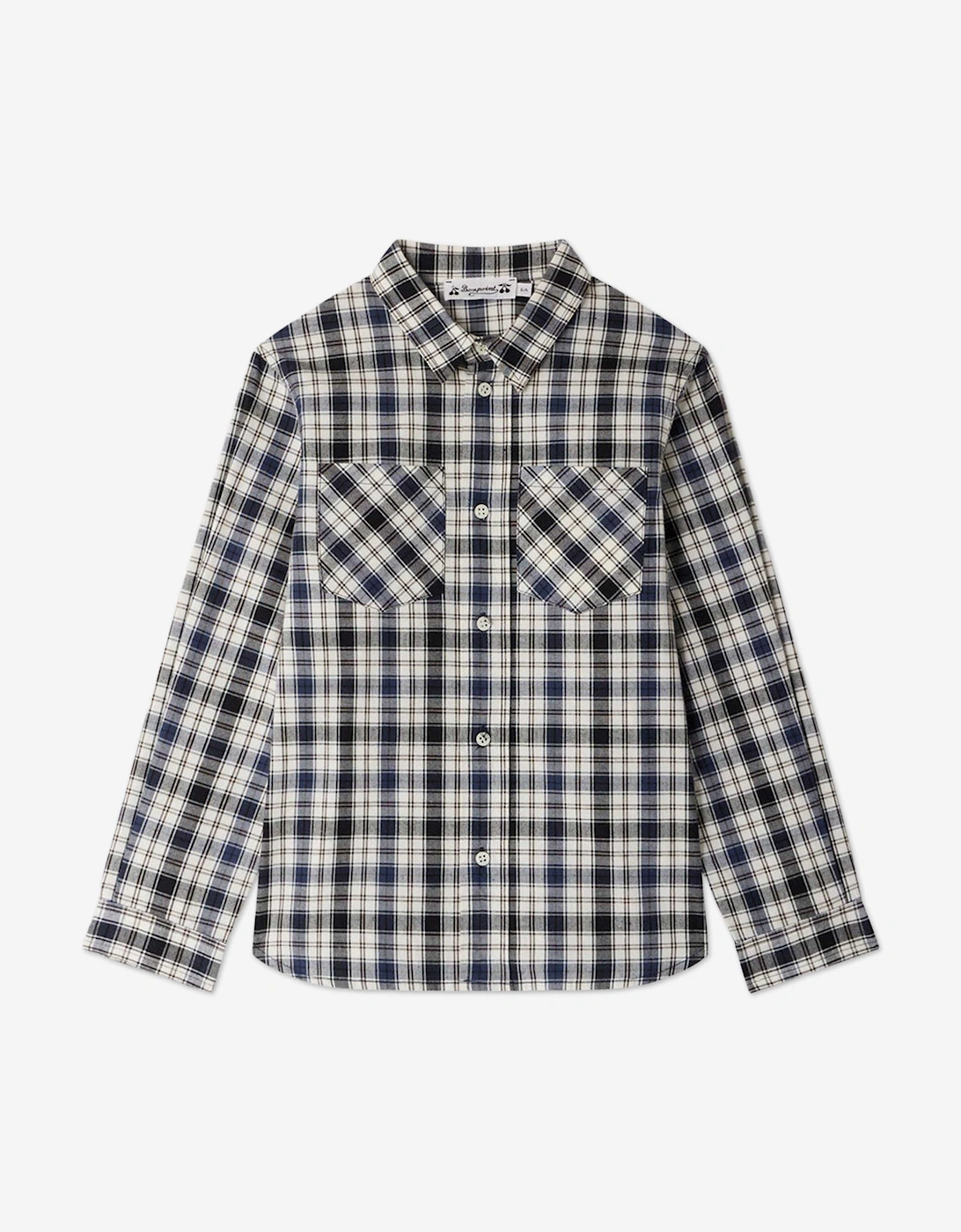 Boys Altman Checked Shirt in Blue, 5 of 4