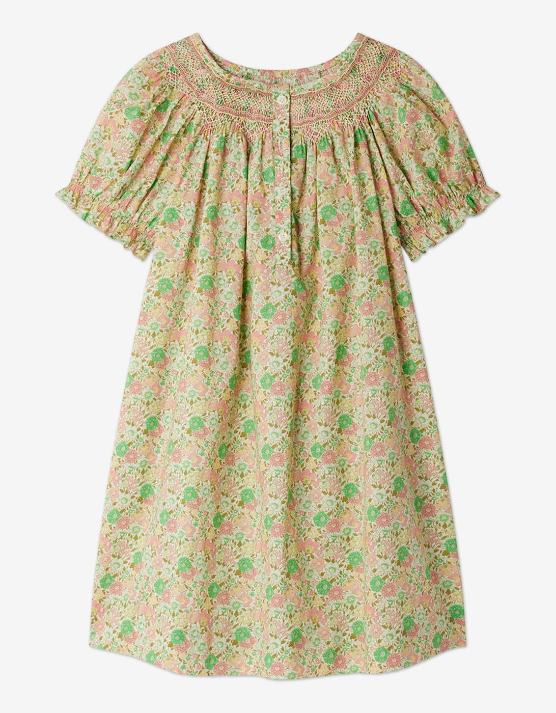 Girl's Bonpoint Girls Floral Smocked Jarah Dress in Green - Size: 10 years