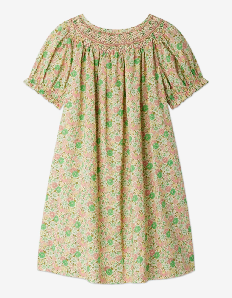 Girls Floral Smocked Jarah Dress in Green