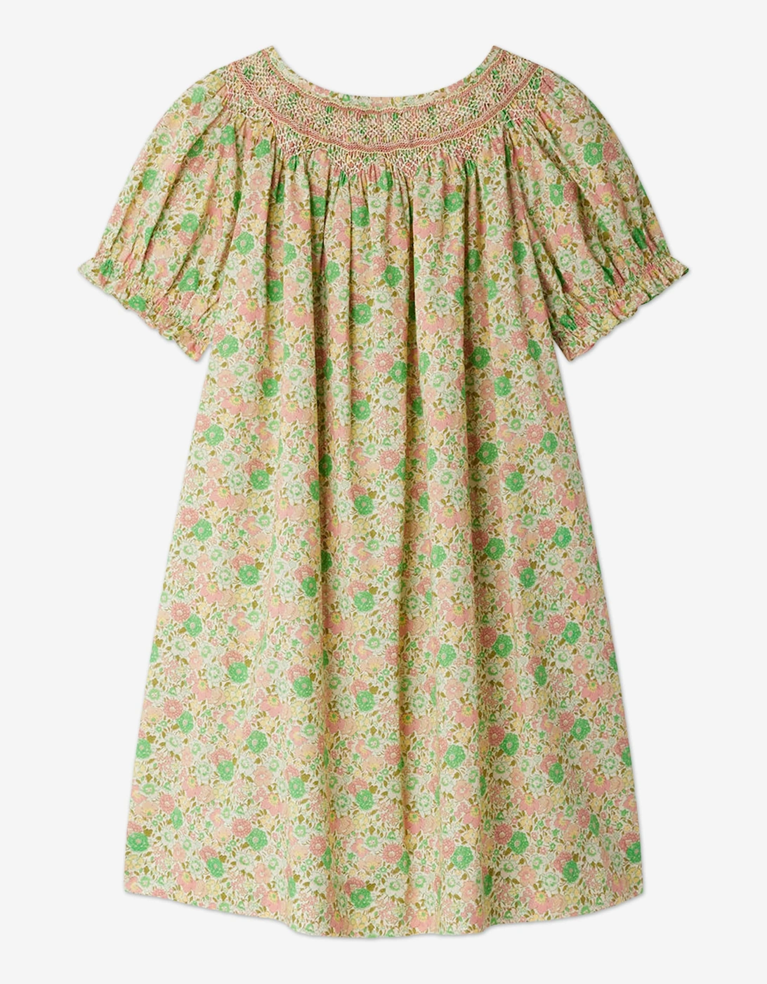 Girls Floral Smocked Jarah Dress in Green