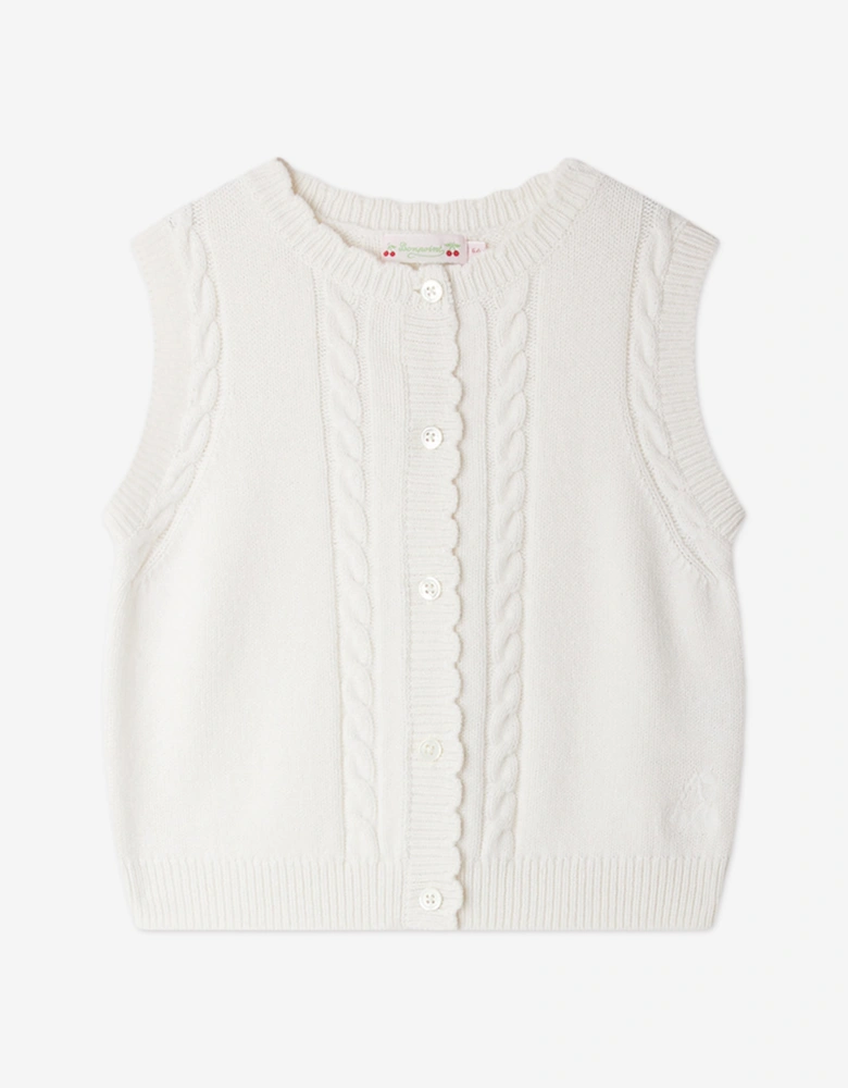 Girls Jobolene Sleeveless Cardigan in White