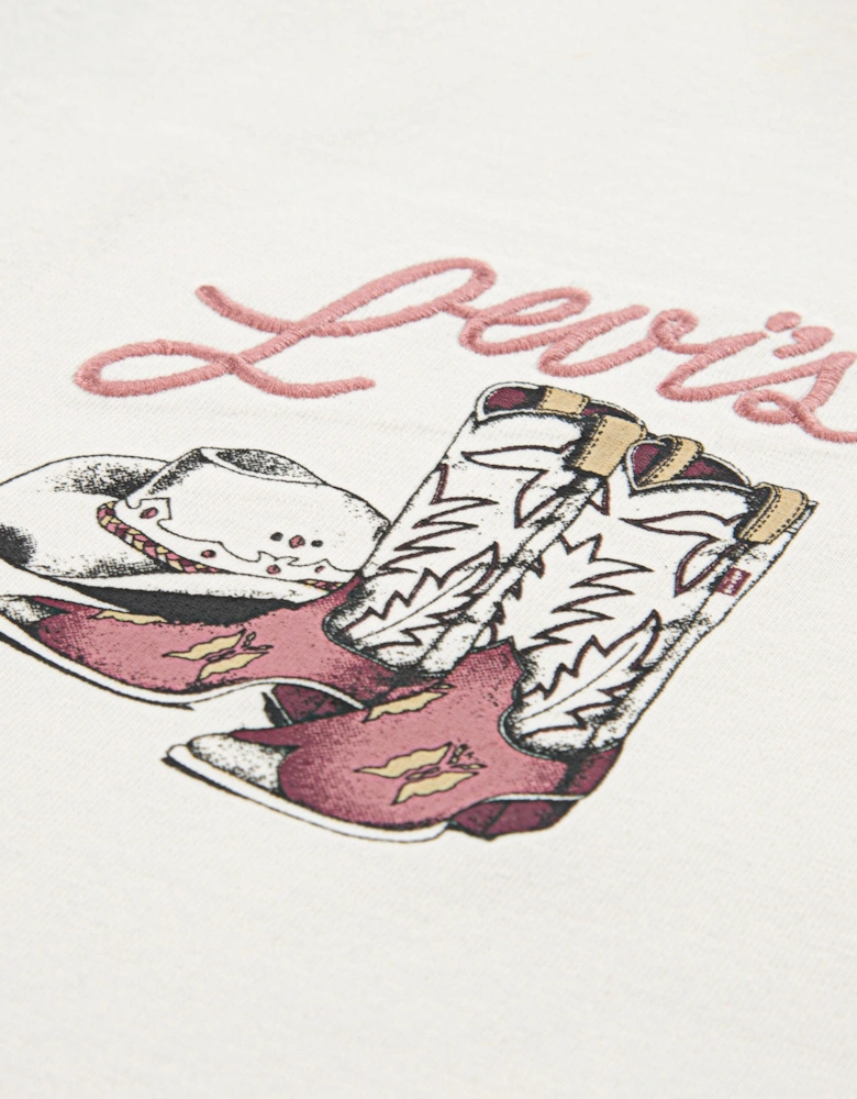 Girls Western Oversized T-Shirt in Ivory