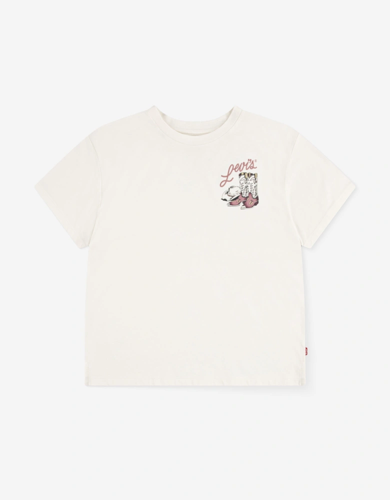 Girls Western Oversized T-Shirt in Ivory