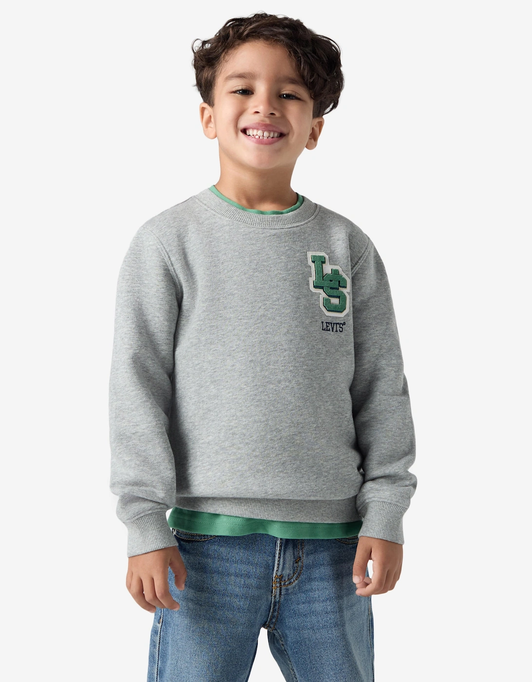 Boys Streamline Monogram Sweatshirt in Grey