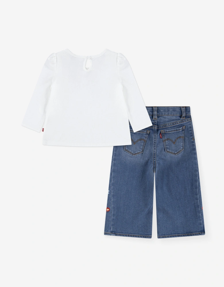 Baby Girls Top and Jeans Set in White