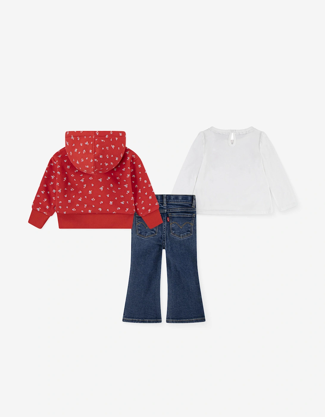 Baby Girls 3 Piece Jeans Set in Red