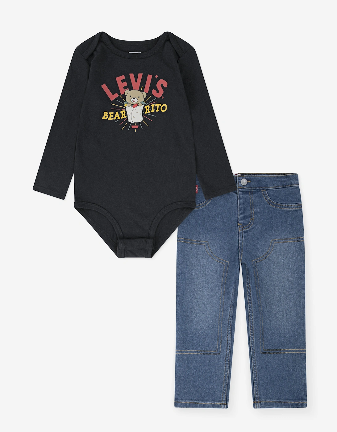 Baby Boys Bear Jeans Set in Black, 6 of 5