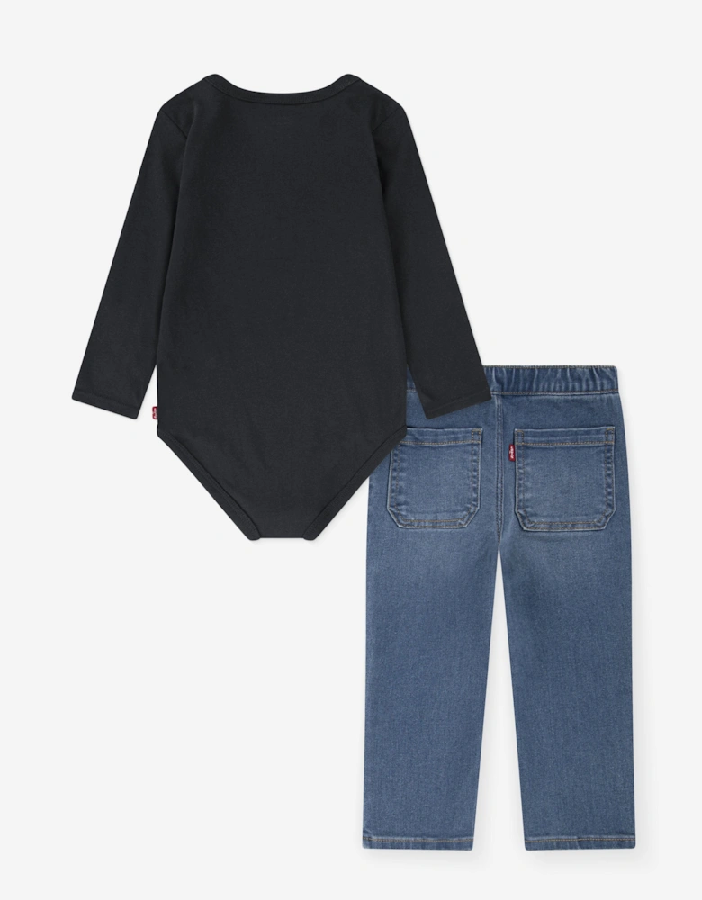 Baby Boys Bear Jeans Set in Black