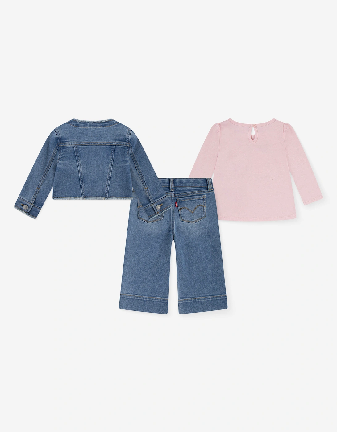 Baby Girls 3 Piece Jeans Set in Pink