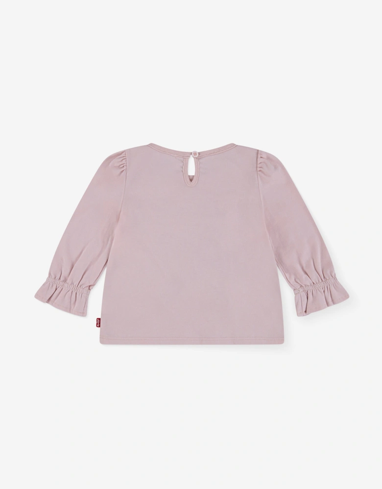 Baby Girls Long Sleeve Knot Front Top in Pink