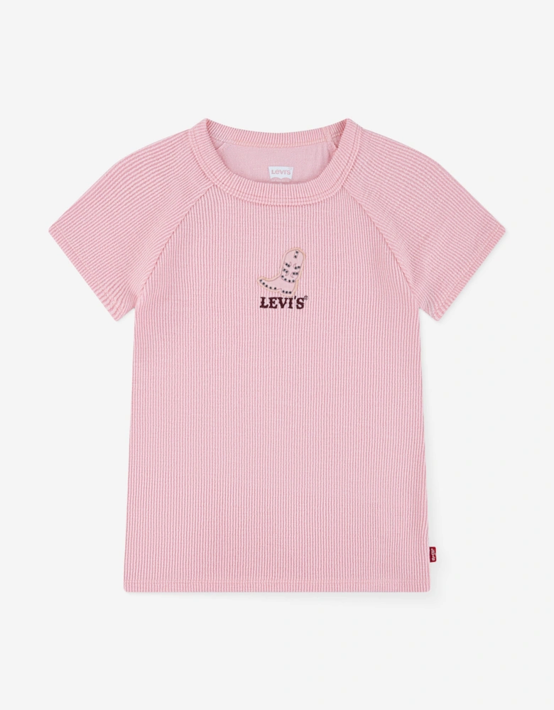 Girls Logo Raglan Top in Pink