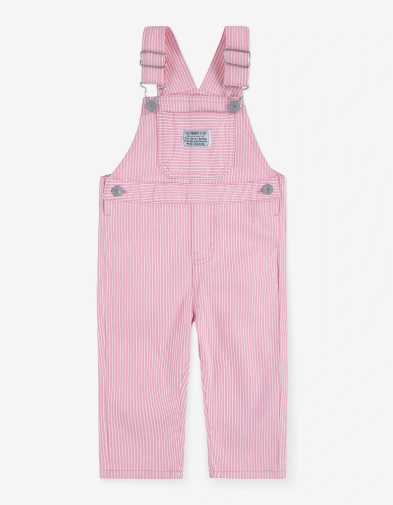 Baby Girls Railroad Stripe Dungarees in Pink