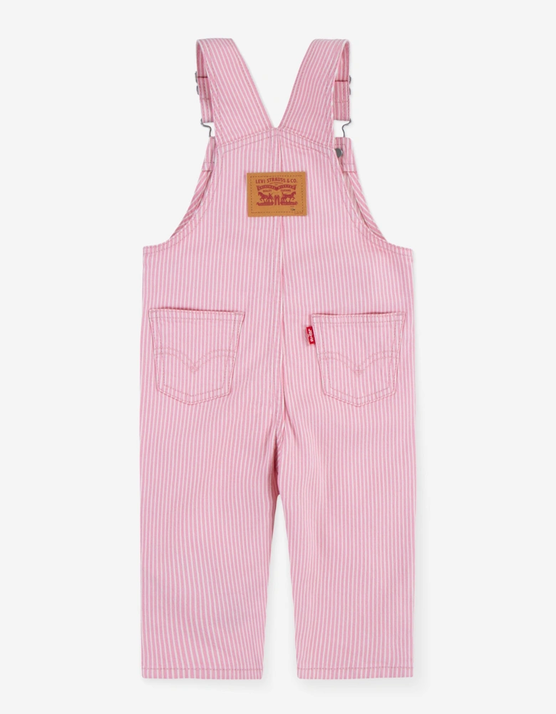 Baby Girls Railroad Stripe Dungarees in Pink