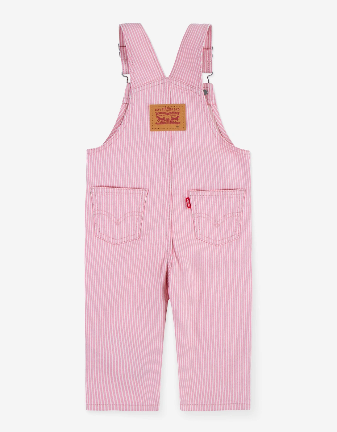 Baby Girls Railroad Stripe Dungarees in Pink