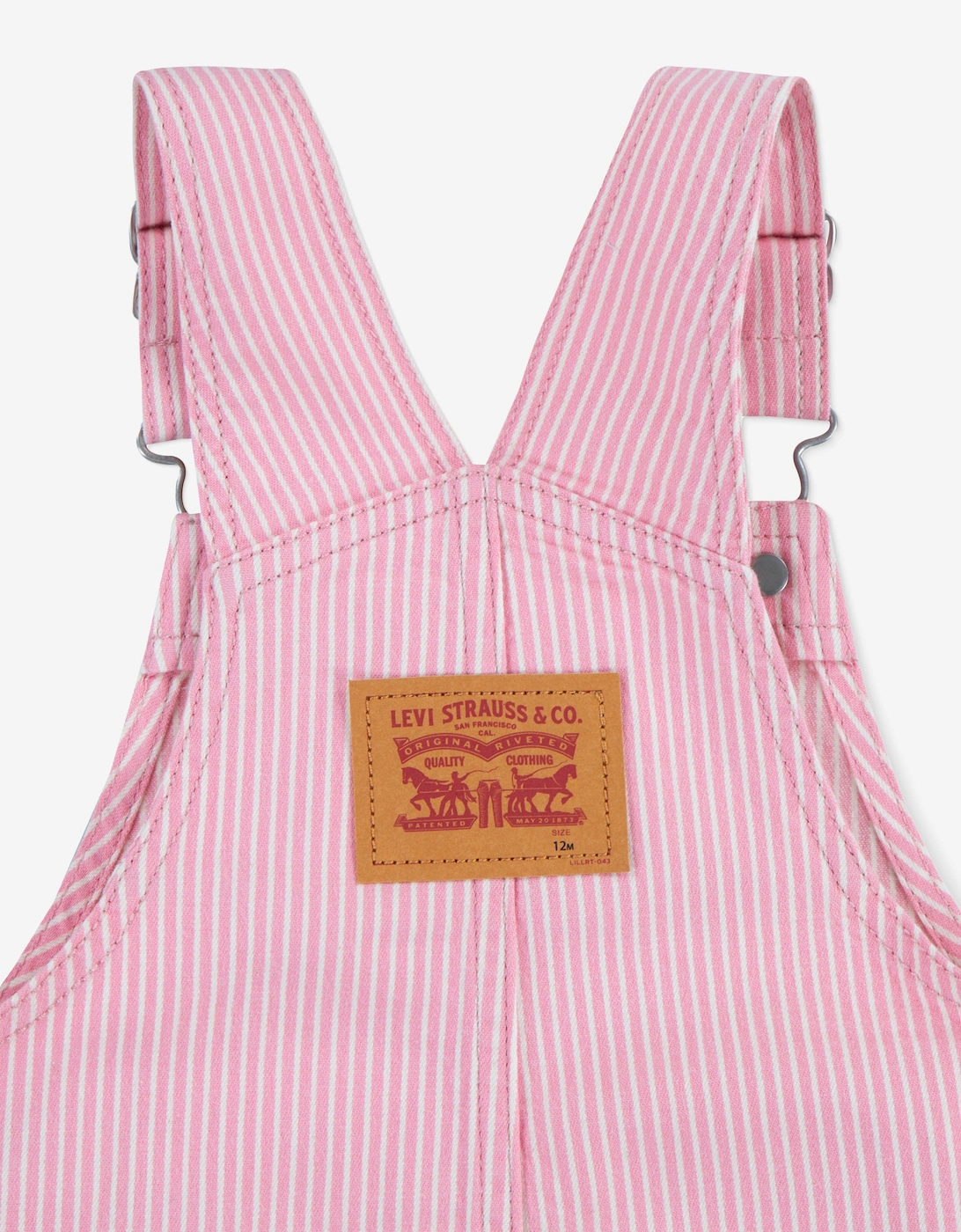Baby Girls Railroad Stripe Dungarees in Pink