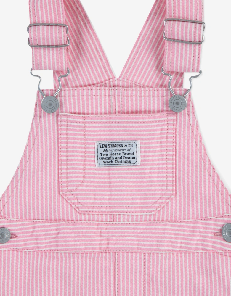Baby Girls Railroad Stripe Dungarees in Pink