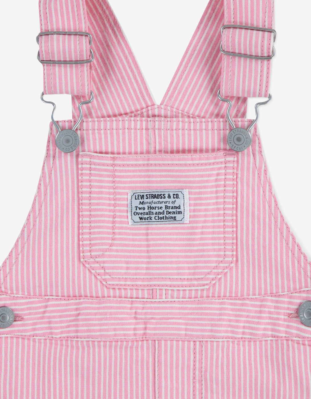 Baby Girls Railroad Stripe Dungarees in Pink