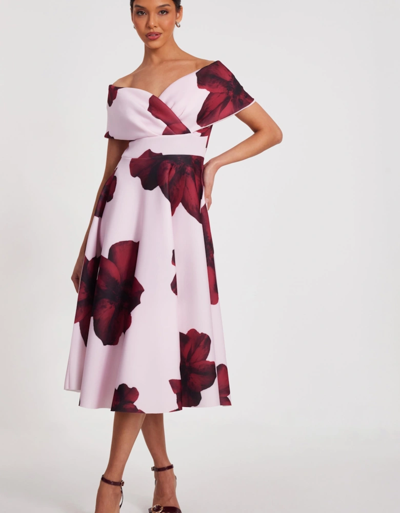 Pale Pink Floral Skater Dress