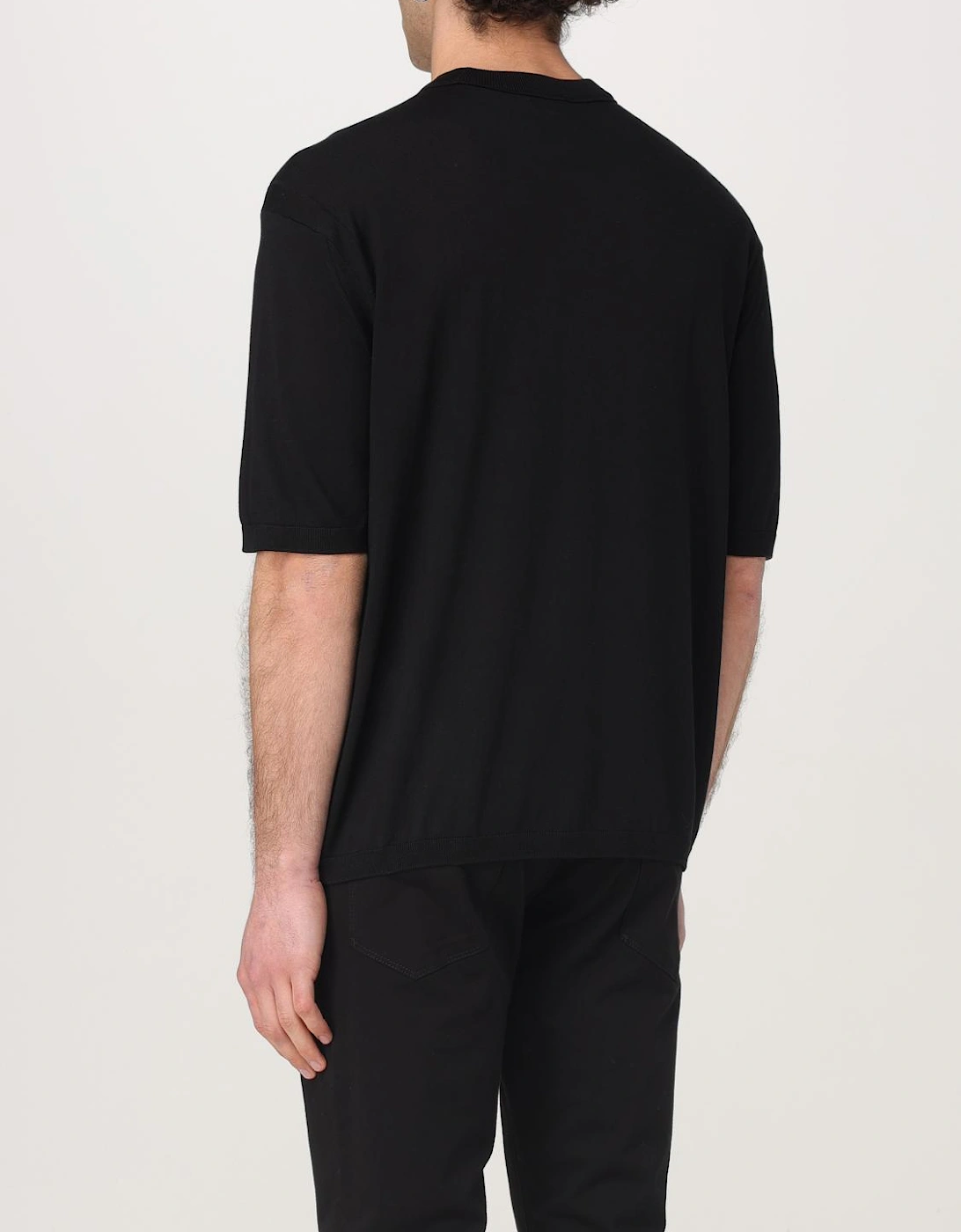 Classic Short Sleeve Crew Neck Fine Knit T-Shirt Casual Top