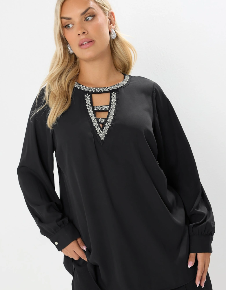 Diamante Keyhole Blouse