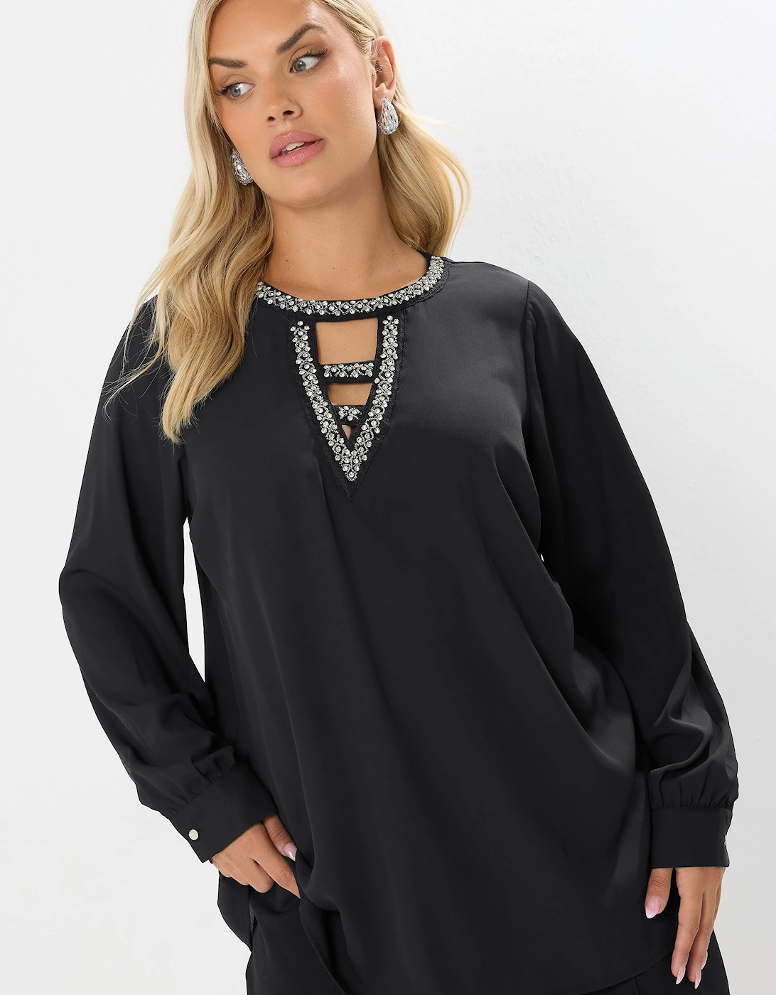 Diamante Keyhole Blouse, 2 of 1
