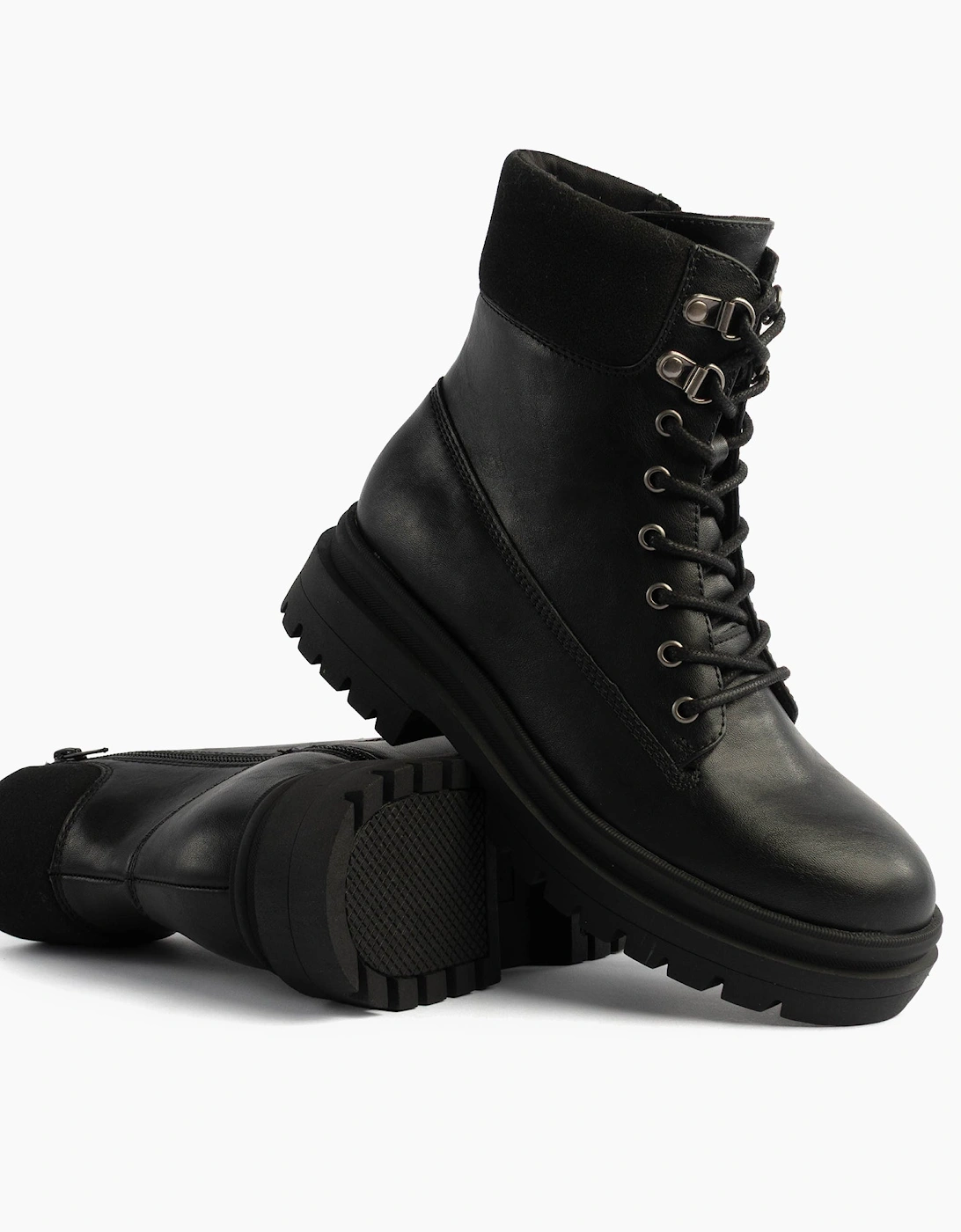 DANIE Womens Lace Up Boots Black, 7 of 6
