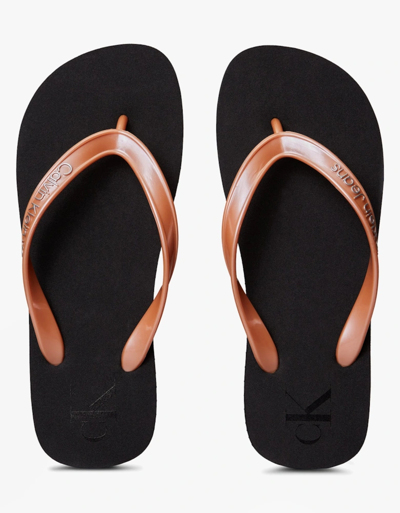 BEACH SANDAL MONOLOGUE Womens Flip Flops Black/Dusty Coral