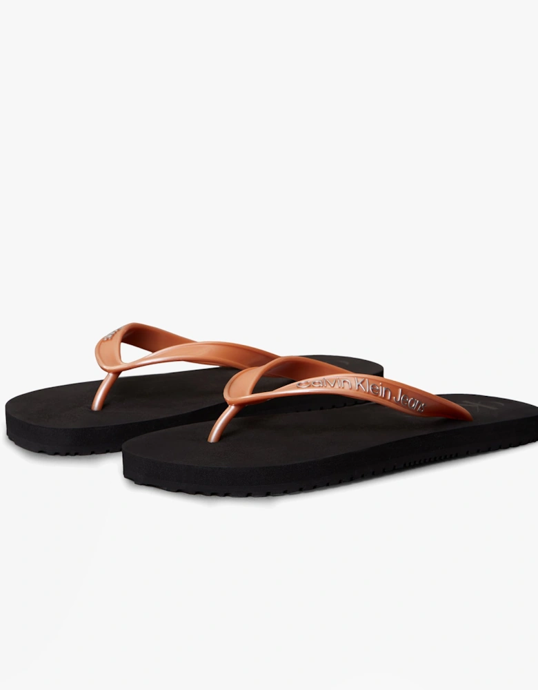 BEACH SANDAL MONOLOGUE Womens Flip Flops Black/Dusty Coral