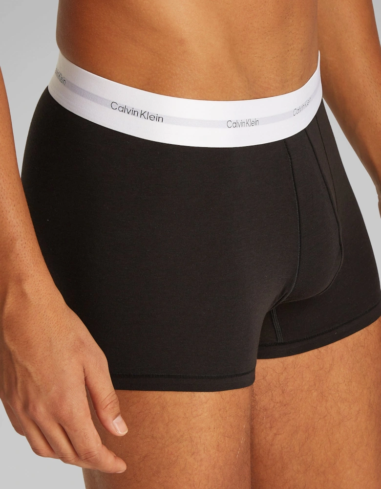 COTTON 3 Pack Mens Trunks Black