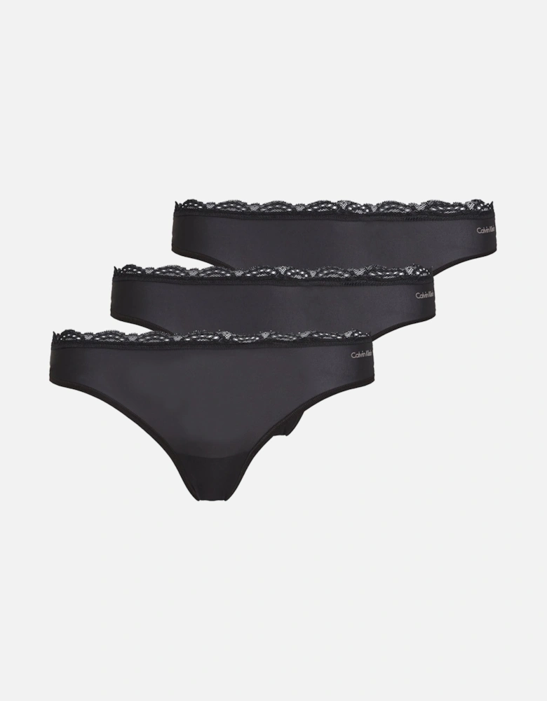 MICRO STRETCH Womens Lace Thongs Black