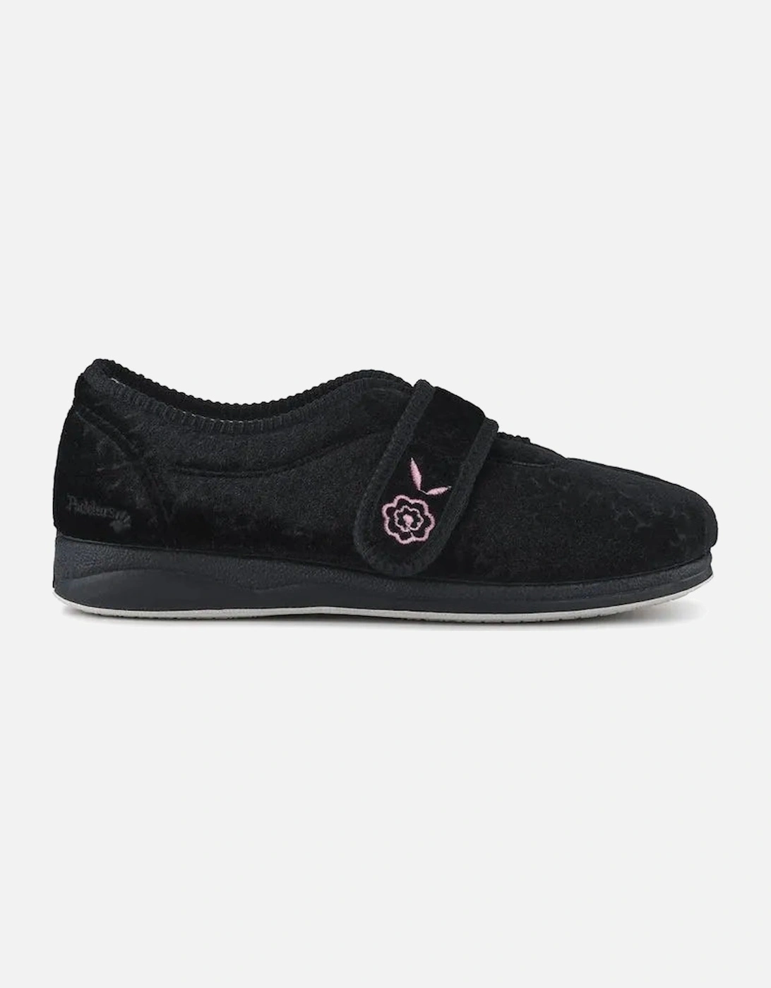 CAMILLA Womens (2E Fit) Touch Fasten Slippers Black, 6 of 5